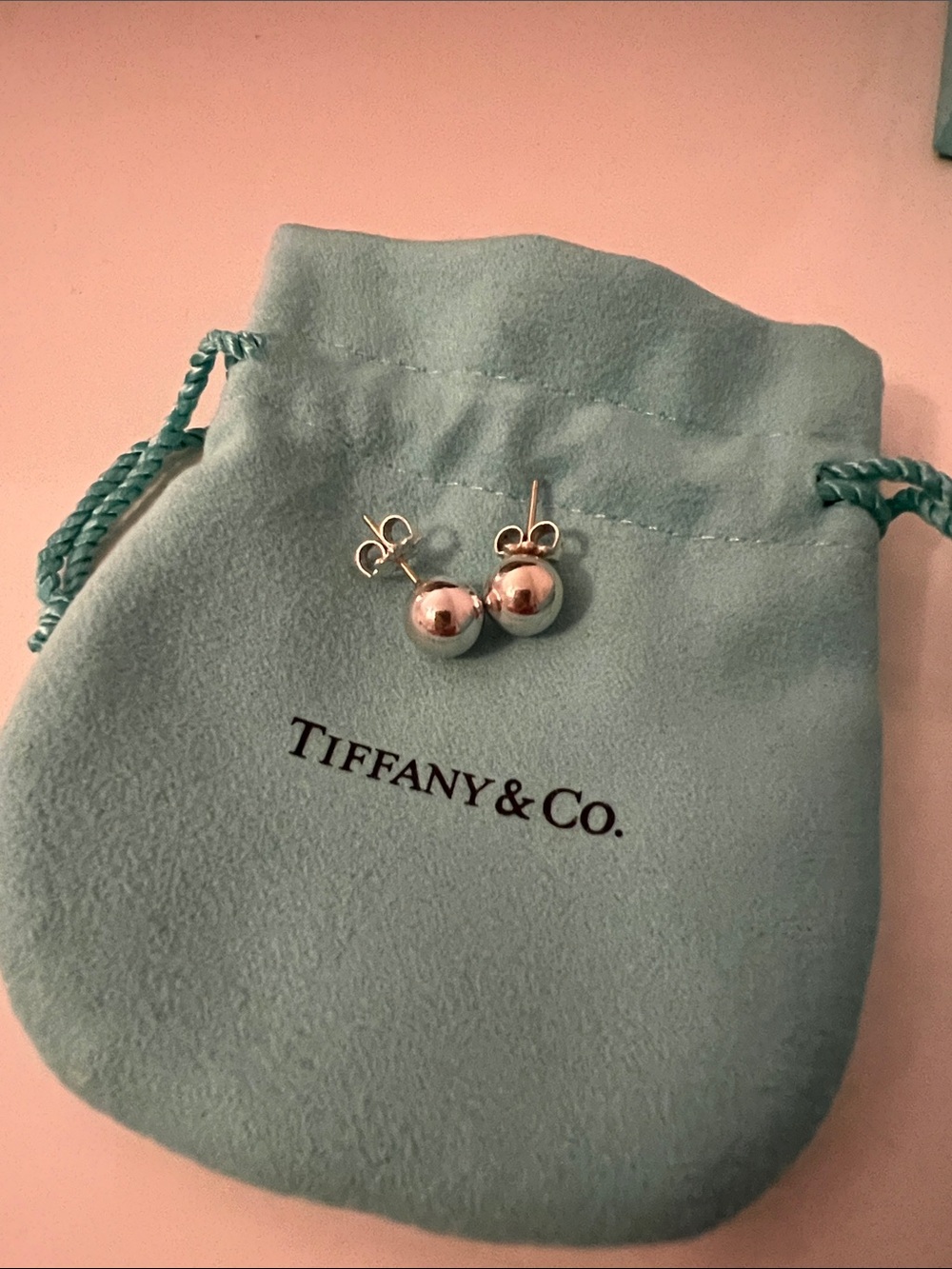 Tiffany & Co. Sterling Silver Round Ball Stud Earrings - Silver